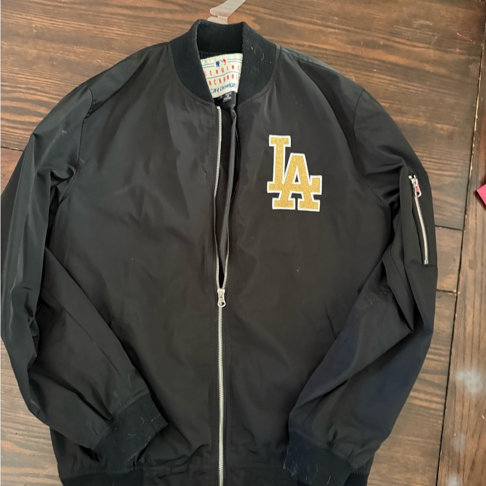 LA Black Bomber Jacket with Gold Logo